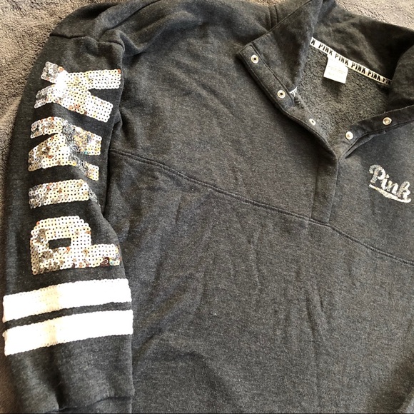 SOLD ❌ PINK VS Boyfriend Varsity Bling Pull Over - Picture 2 of 8
